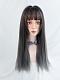 Evahair Dark Brown to Grey Ombre Long Straight Synthetic Wig with Bangs