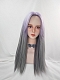 Evahair Purple to Grey Ombre Long Straight Synthetic Wig