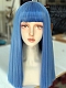 Evahair 2021 New Style Ocean Blue Medium Straight Synthetic Wig with Bangs