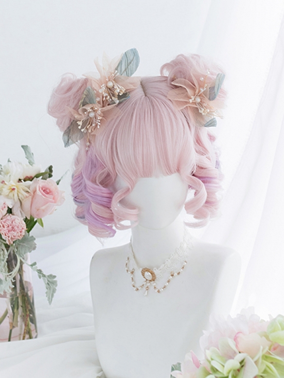 Evahair 2021 New Style Pink Unicorn Short Wavy Synthetic Wig with Bangs