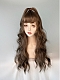 Evahair 2021 New Style Grayish Brown Long Wavy Synthetic Wig with Bangs