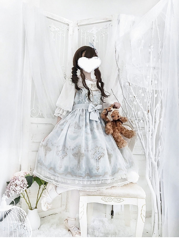 Evahair new style sax lolita dress with big cross bowknot