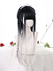 Adjustable Black and white gradient full cap lolita wig