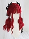 Evahair Red Gothic Medium Length Wavy Synthetic Wig with Bangs