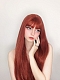 Evahair 2021 New Style Orange Long Straight Synthetic Wig with Bangs