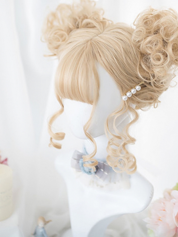 Evahair Sandy Golden Medium Wavy Synthetic Wig with Bangs