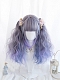 Evahair Blue and Grayish Purple Medium Wavy Synthetic Wig with Bangs