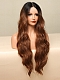 Evhair new style rufous long wavy synthetic lace front wig