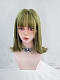 Evahair Green Medium Length Straight Synthetic Wig with Bangs