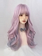 Evahair 2021 New Style Pink and Grayish Blue Long Wavy Synthetic Wig with Bangs