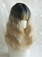 Evahair Daily Blonde Medium Wavy Synthetic Wig with Bangs and Black Roots