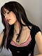 Evahair Black and Pink Mixed Color Long Straight Synthetic Wig with Bangs