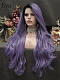 Evahair Purple Waist Wavy Synthetic Lace Front Wig With Black Root