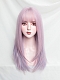 Evahair 2021 New Style Blue and Pink Mixed Color Medium Striaght Synthetic Wig with Bangs