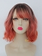 Pinky Orange Wavy Bob Synthetic Wig with Wispy Fringes