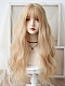 Evahair 2021 New Style Golden Long Wavy Synthetic Wig with Bangs