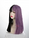 Evahair Half Black and Half Purple Wefted Cap Long Straight Synthetic Wig with Bangs