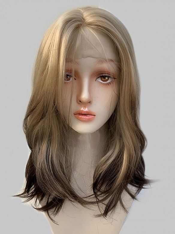 Preorder--Evahair 2021 New Style Blonde to Brown Ombre Medium Straight Synthetic Lace Front Wig