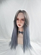 Evahair Grey to Haze Blue Ombre Long Straight Synthetic Wig