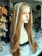 Evahair Limited Brown and White Mixed Color Long Straight Synthetic Lace Front Wig