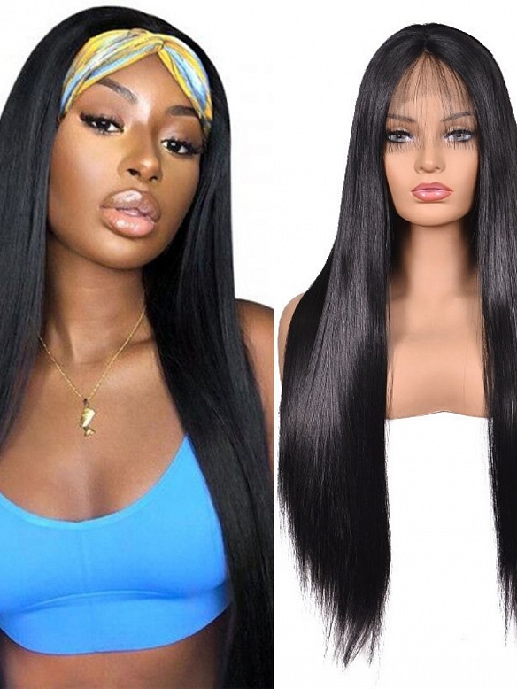 Evahair Fashion Style Black Long Straight Synthetic Wig