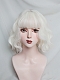 Evahair 2022 New Style Silvery White Short Wavy Synthetic Wig with Bangs