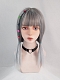 Evahair Grey Ombre Medium Length Straight Synthetic Wig with Bangs