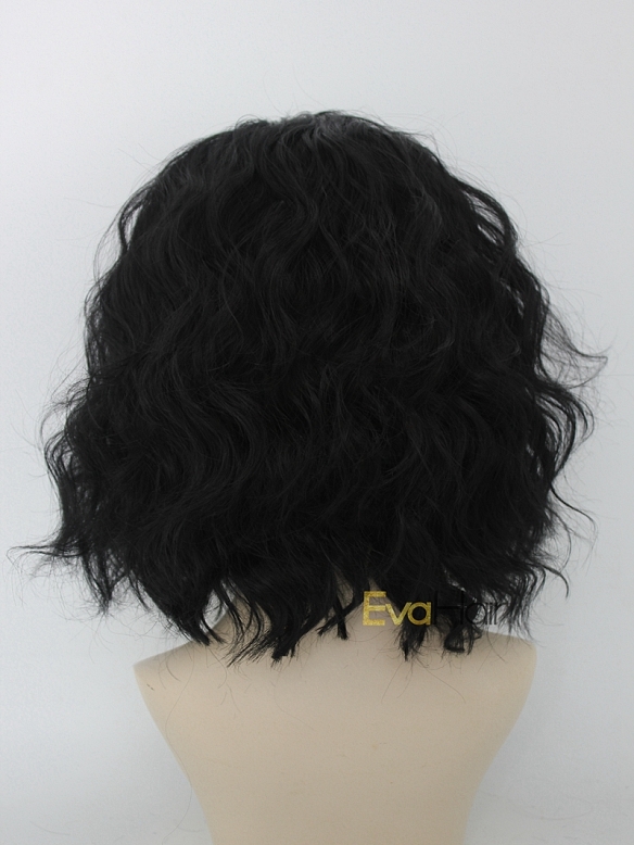 EvaHair Classical Black Wavy Bob Synthetic Lace Front Wig