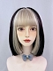 Evahair 2021 Special Offer Black and Blonde Mixed Color Short Straight Synthetic Wig with Bangs