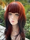 Evahair 2022 New Style Red to Black Ombre Long Straight Synthetic Wig with Bangs