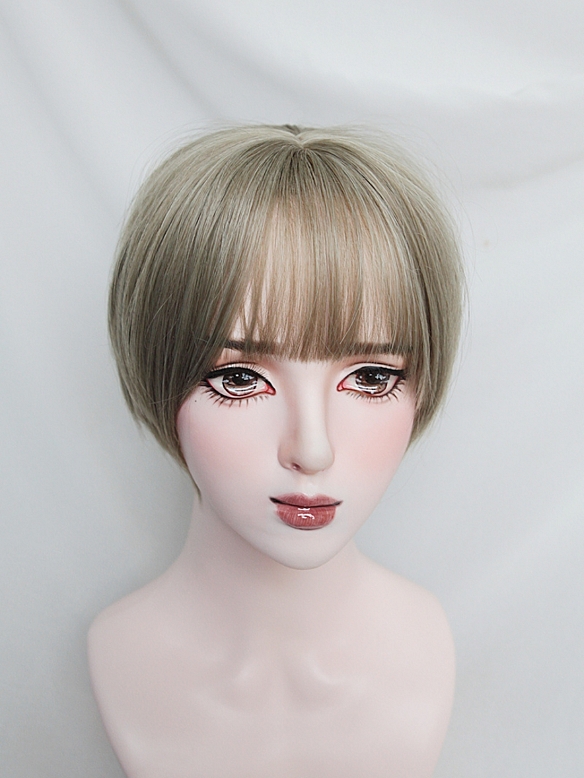 Evahair 2021 New Style Mint Grey Short Straight Synthetic Wig with Bangs