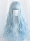 Evahair 2021 New Style Pastel Blue Long Wavy Synthetic Wig with Bangs