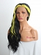 Evahair Black and Fore Yellow Long Wavy Synthetic Lace Front Wig