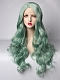 Pastel Mint Long Wavy Natural Parting Synthetic Lace Front Wig