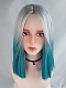 Evahair Silver to Bluish-Green Ombre Medium Straight Synthetic Wig