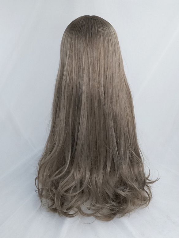 Evahair Aoki Grey Long Straight Synthetic Wig with Bangs