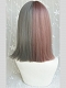 Evahair Half Grey and Half Purple Medium Straight Synthetic Wig with Bangs
