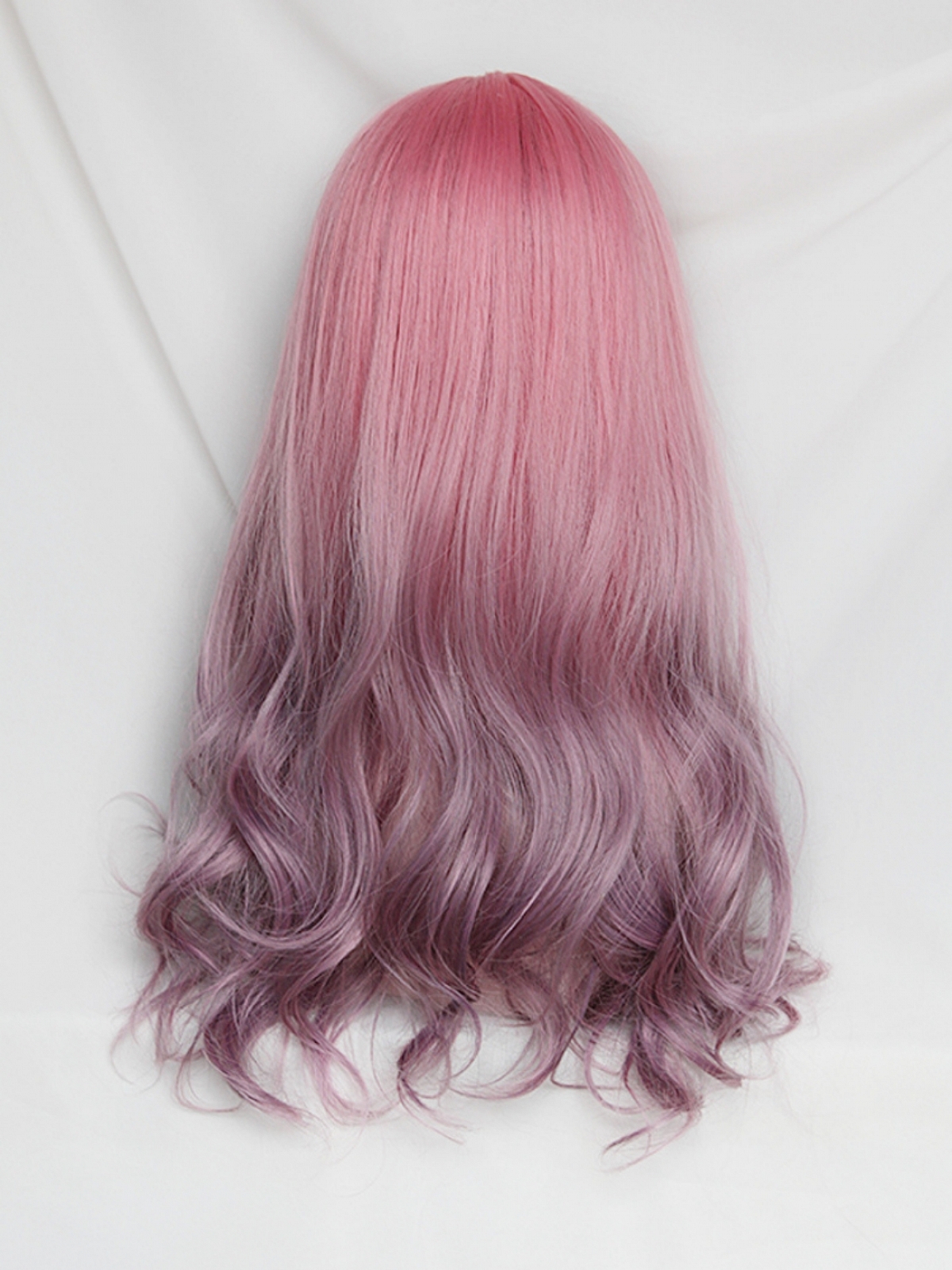 Evahair 2022 New Style Pink to Purple Ombre Long Wavy Synthetic Wig with Bangs