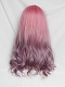 Evahair 2022 New Style Pink to Purple Ombre Long Wavy Synthetic Wig with Bangs