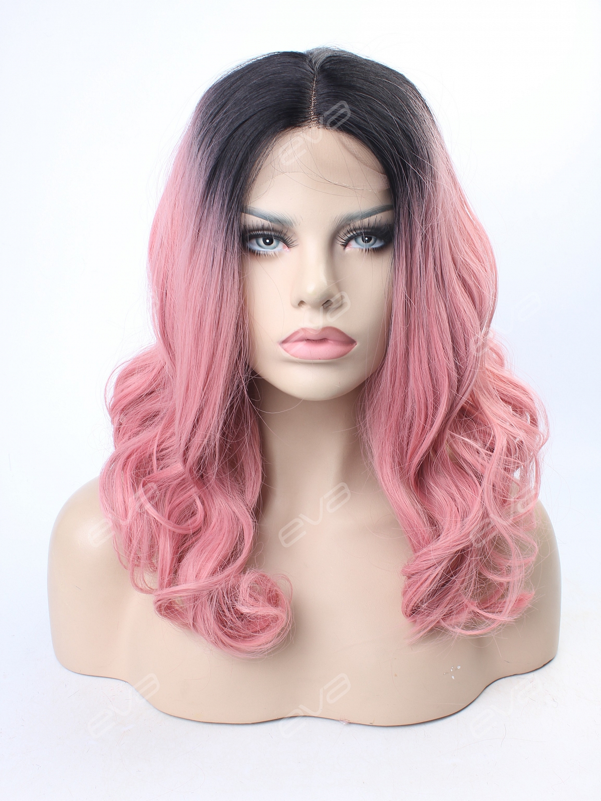 EvaHair Rouge Pink Loose wavy medium length lob Synthetic Wig