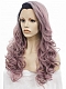 Grayish Pastel Pink Long Wavy Synthetic Lace Front Wig