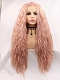 Evahair European and American style pink wavy front lace wig 