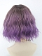 Rouge Mix Purple Wavy Bob Synthetic Capless Wigs with Wispy Bangs