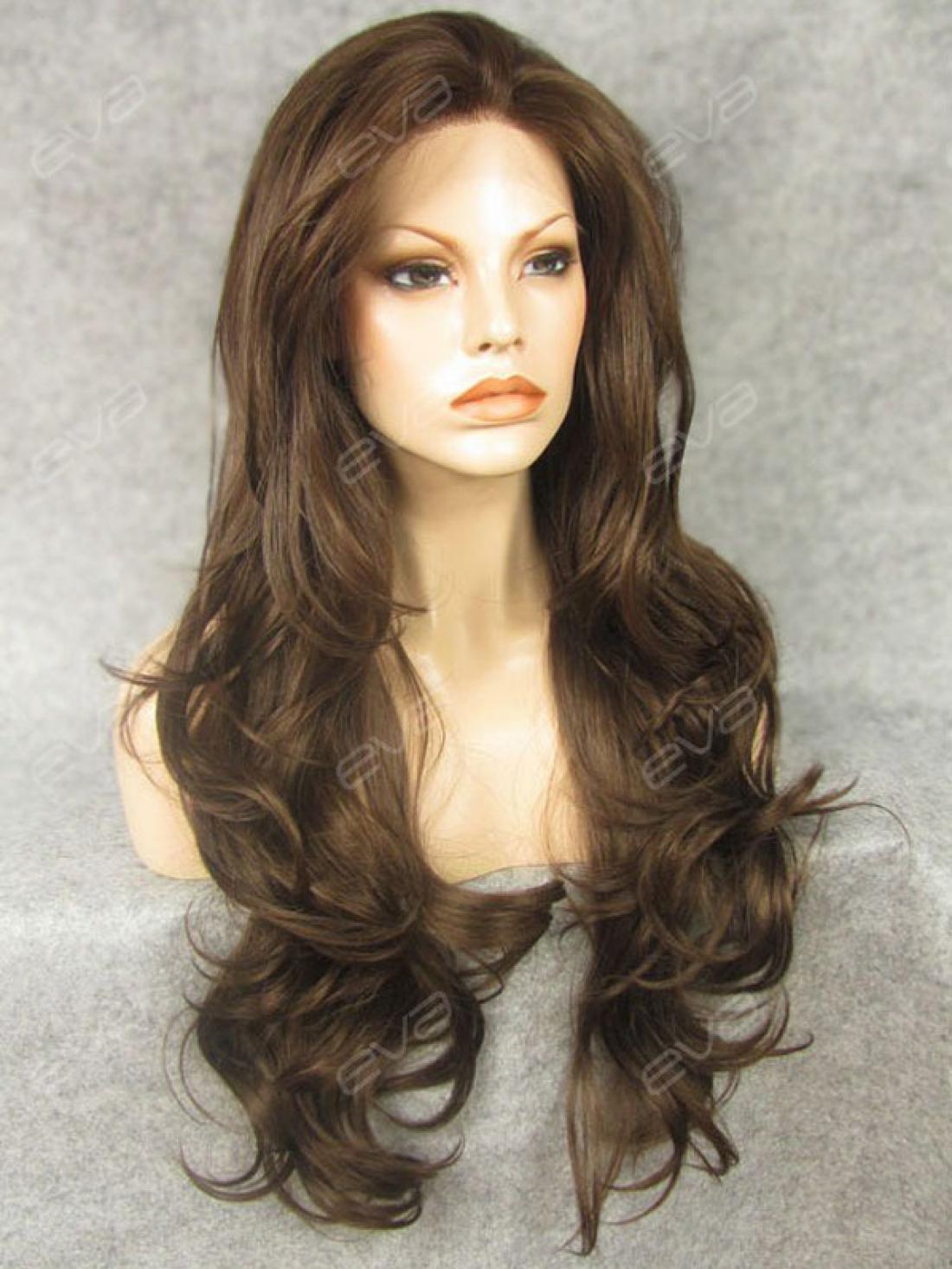Dark Brown Synthetic Lace Front Wig with Sexy Wavy - All ...