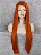 Super Long Dark Orange Straight Synthetic Lace Front Wig