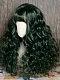 Evahair Dark Green Medium Length Wavy Synthetic Wig with Bangs
