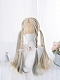 Evahair Golden and Grey Mixed Color Long Straight Synthetic Wig with Bangs