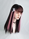 Evahair Black and Pink Mixed Color Long Straight Synthetic Wig with Bangs