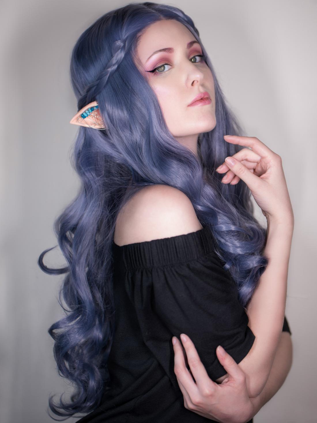 New Dark Dusty Purple Sexy Wavy Synthetic Lace Front Wig All