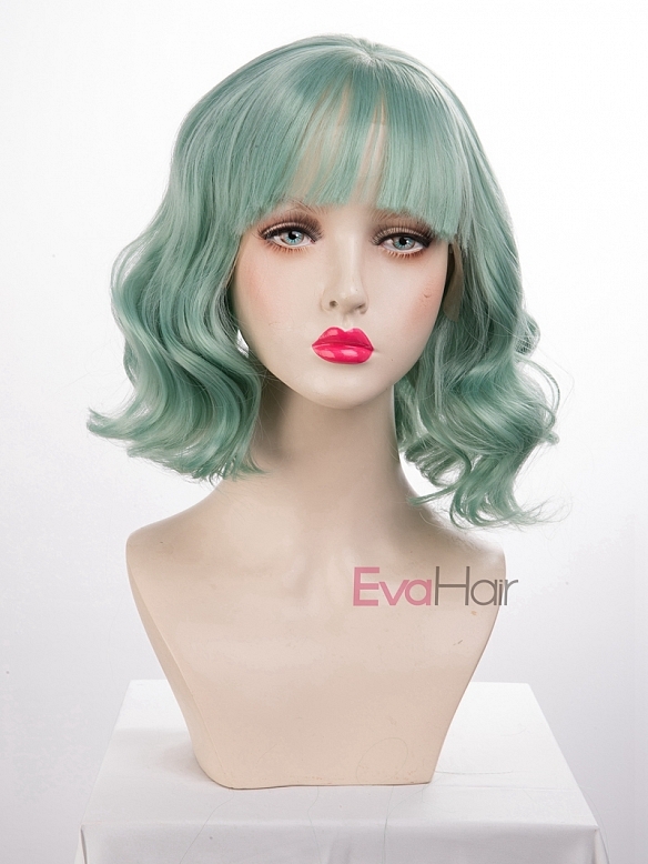 EvaHair Wavy Bob Synthetic Lace Front Wig with Bangs